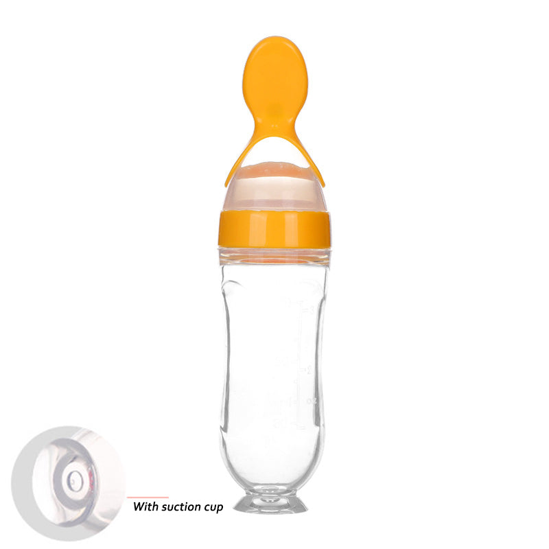 Safe Newborn Baby Feeding Bottle And Toddler Silicone Squeeze Feeding Spoon