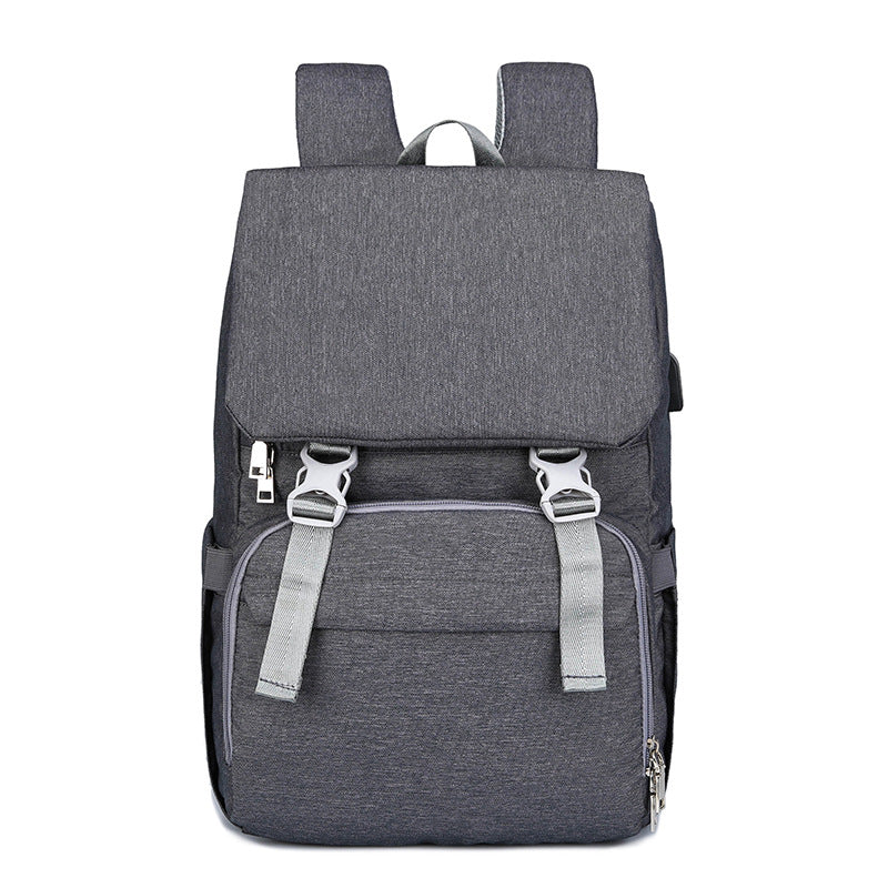 Double shoulder mommy bag multifunctional USB large capacity diaper bag
