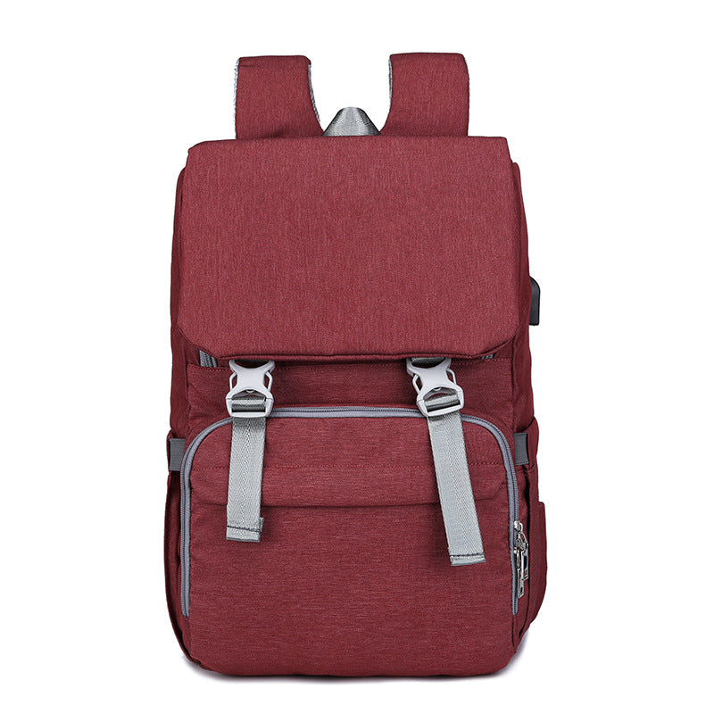 Double shoulder mommy bag multifunctional USB large capacity diaper bag