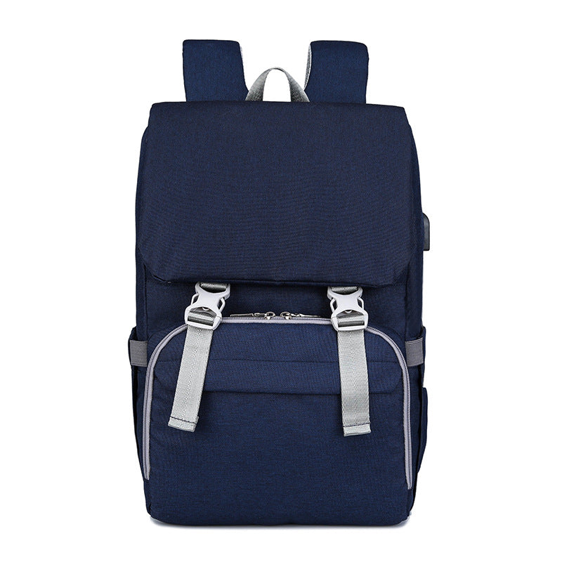 Double shoulder mommy bag multifunctional USB large capacity diaper bag