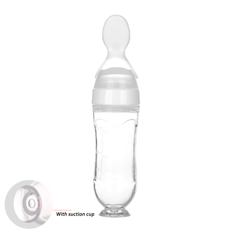 Safe Newborn Baby Feeding Bottle And Toddler Silicone Squeeze Feeding Spoon