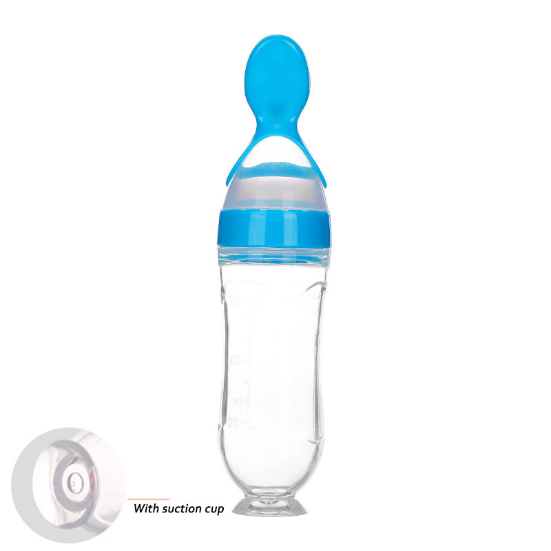 Safe Newborn Baby Feeding Bottle And Toddler Silicone Squeeze Feeding Spoon