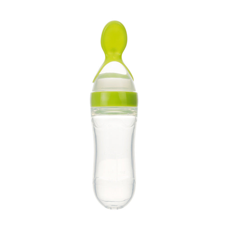 Safe Newborn Baby Feeding Bottle And Toddler Silicone Squeeze Feeding Spoon