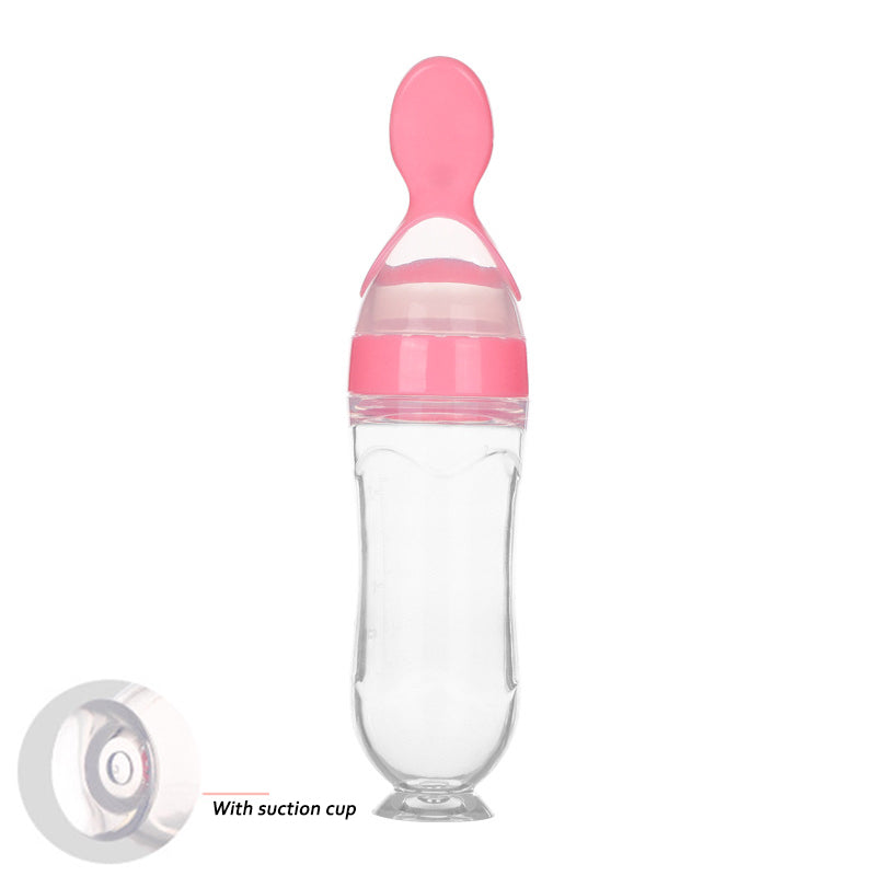 Safe Newborn Baby Feeding Bottle And Toddler Silicone Squeeze Feeding Spoon