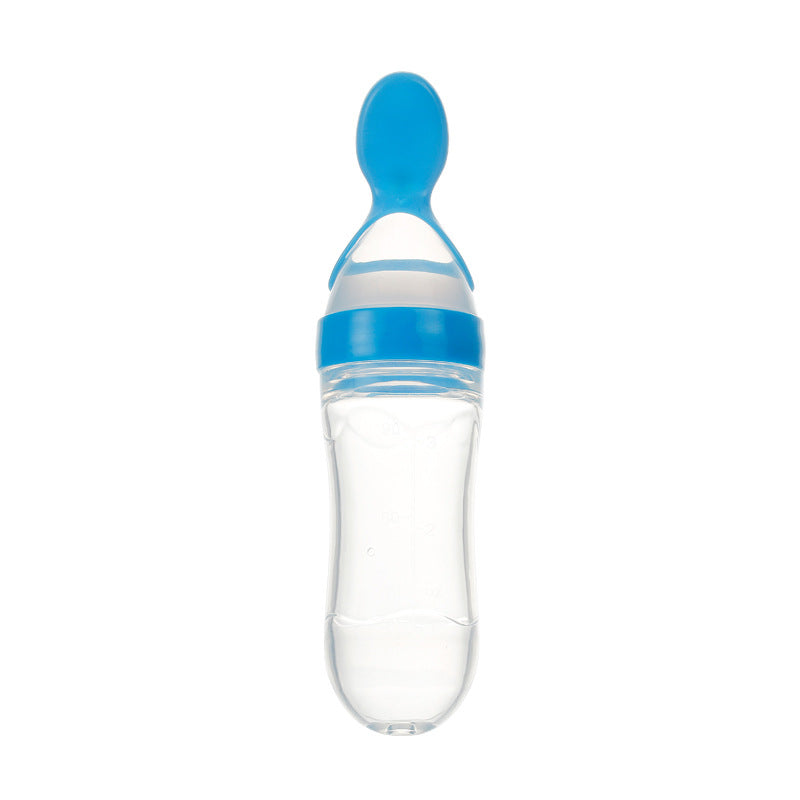 Safe Newborn Baby Feeding Bottle And Toddler Silicone Squeeze Feeding Spoon