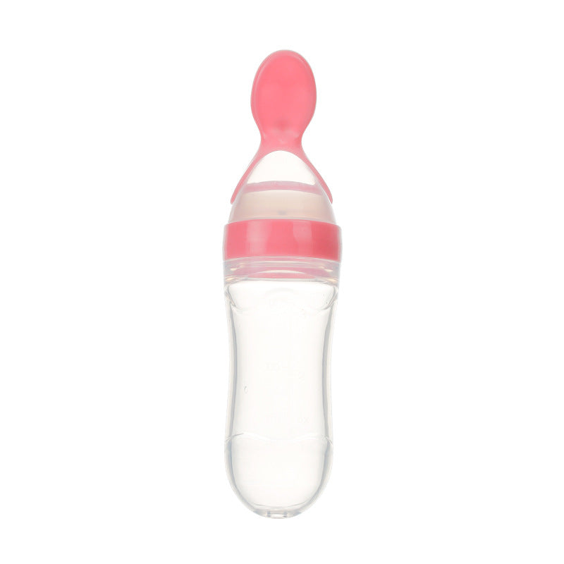 Safe Newborn Baby Feeding Bottle And Toddler Silicone Squeeze Feeding Spoon