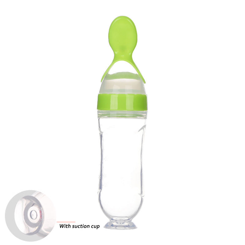 Safe Newborn Baby Feeding Bottle And Toddler Silicone Squeeze Feeding Spoon