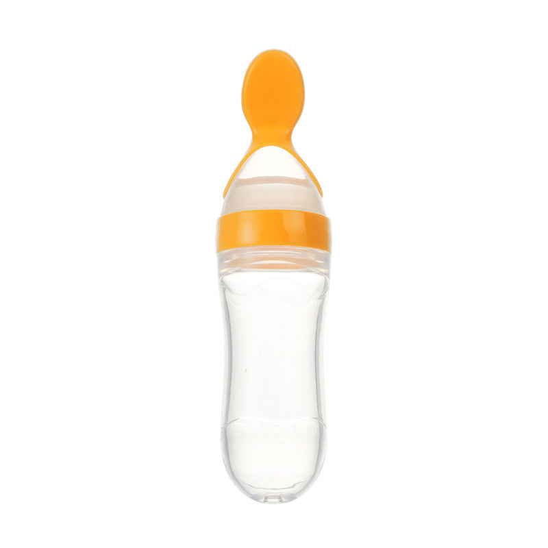 Safe Newborn Baby Feeding Bottle And Toddler Silicone Squeeze Feeding Spoon