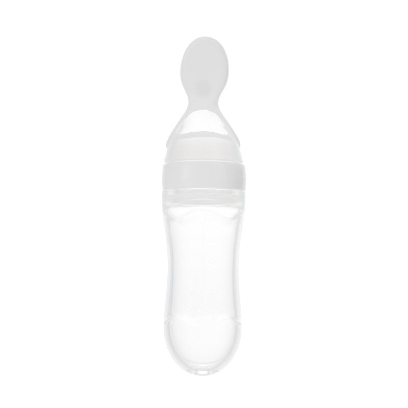 Safe Newborn Baby Feeding Bottle And Toddler Silicone Squeeze Feeding Spoon