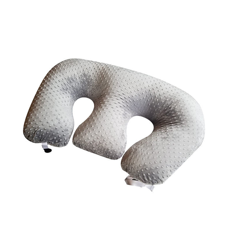 Infant Multifunctional Nursing Pillow Cushion in soft grey fabric with U shape design, ideal for comfortable feeding.