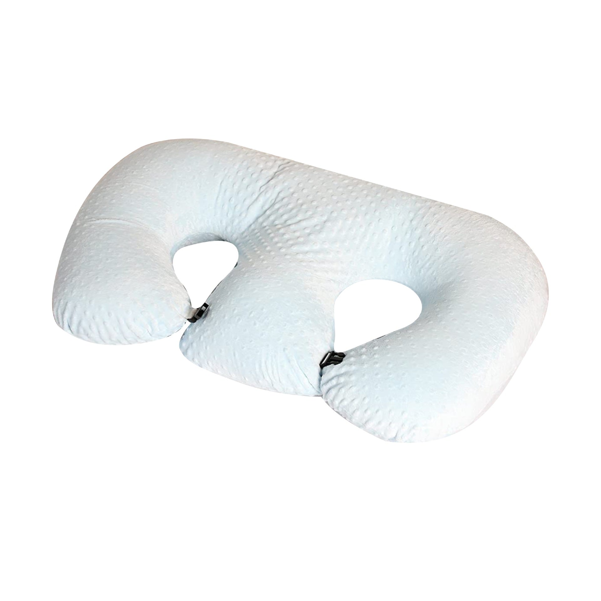 Infant Multifunctional Nursing Pillow Cushion in blue soft fabric, U shape design for supportive breastfeeding.
