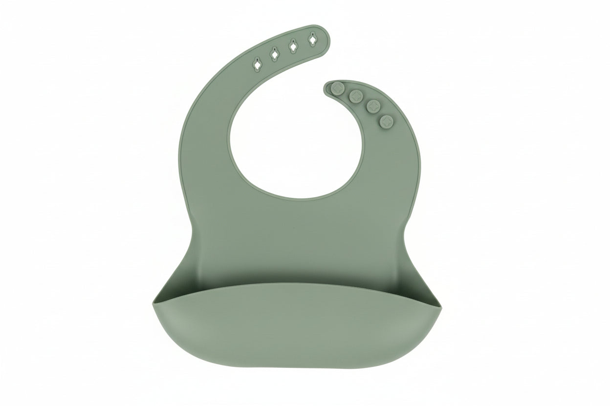Soft Waterproof Silicone Baby Bib with Food Catcher, Baby Silicone Bib